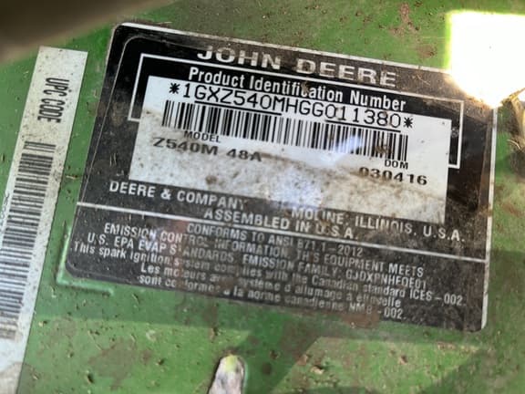 Image of John Deere Z540M equipment image 4
