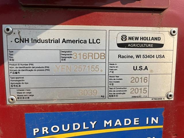 Image of New Holland 316 equipment image 1