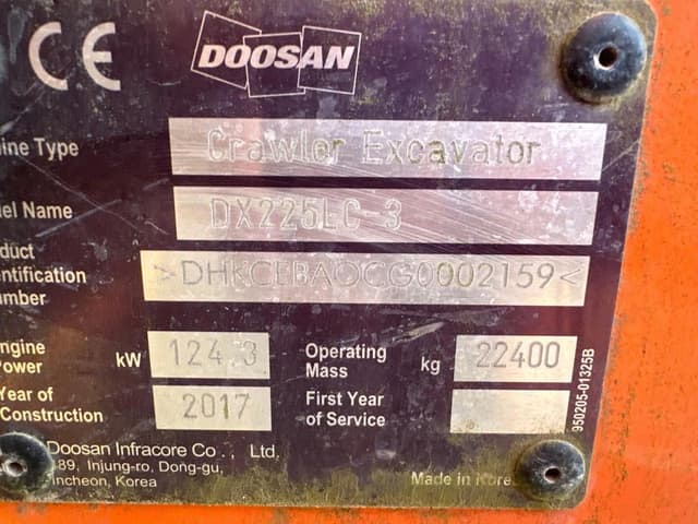 Image of  Doosan DX225LC-3 equipment image 3