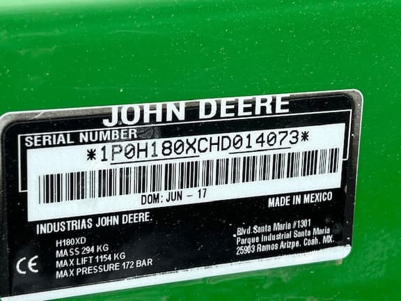 Image of John Deere H180 equipment image 4