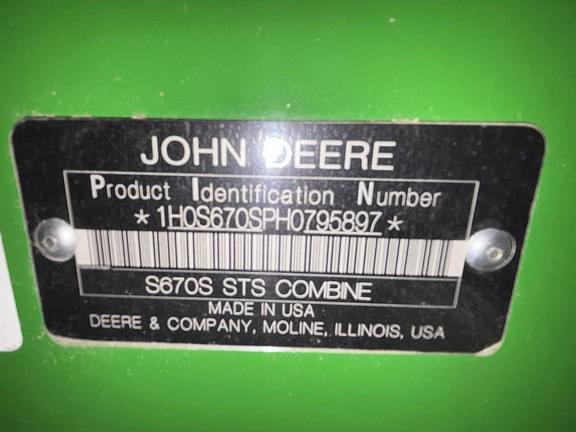 Image of John Deere S670 equipment image 3