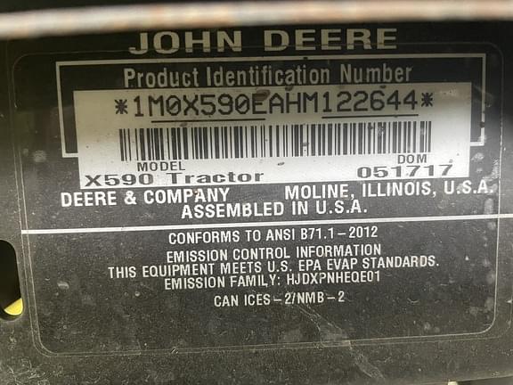 Image of John Deere X590 equipment image 4