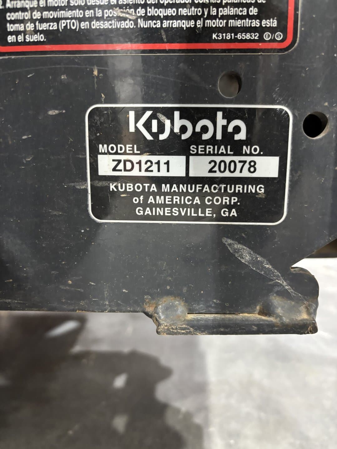 Image of Kubota ZD1211-60 Image 1
