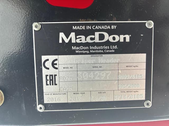 Image of MacDon FD75 equipment image 1