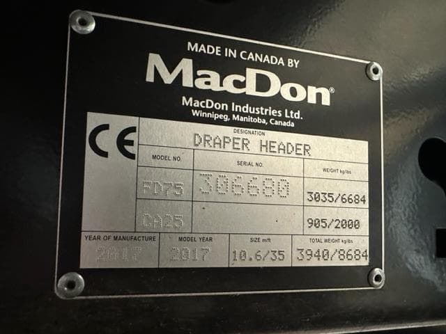 Image of MacDon FD75D equipment image 1