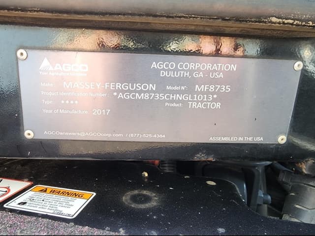 Image of Massey Ferguson 8735 equipment image 2