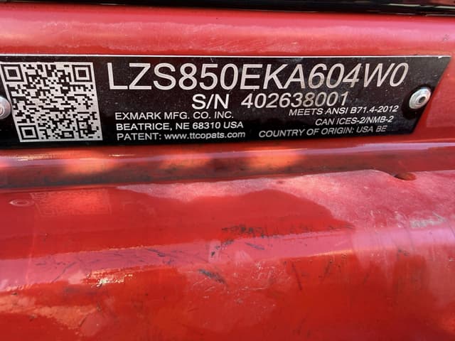 Image of Exmark LZS850EKA604W0 equipment image 4