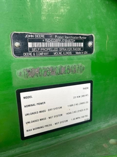 Image of John Deere R4038 equipment image 4