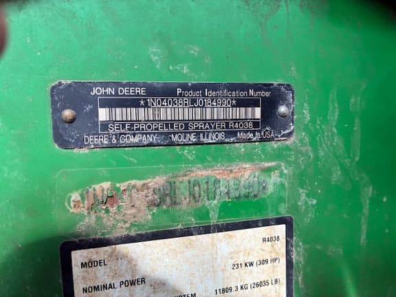 Image of John Deere R4038 equipment image 2