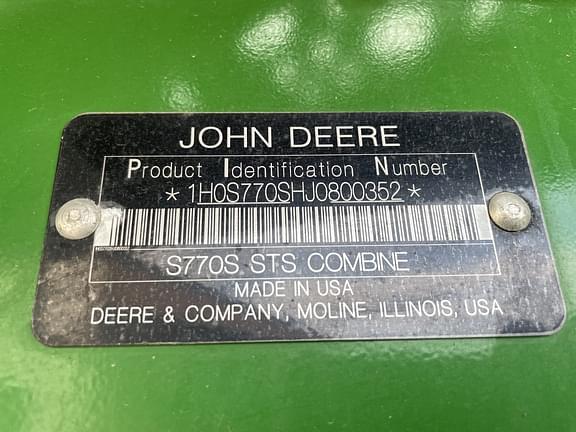 Image of John Deere S770 equipment image 4