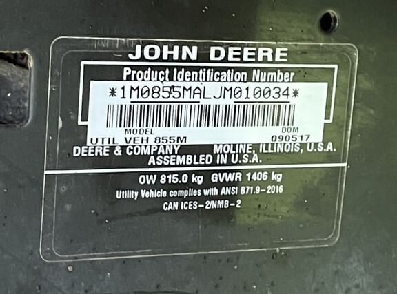 2018 John Deere Gator XUV 855M Equipment Image0