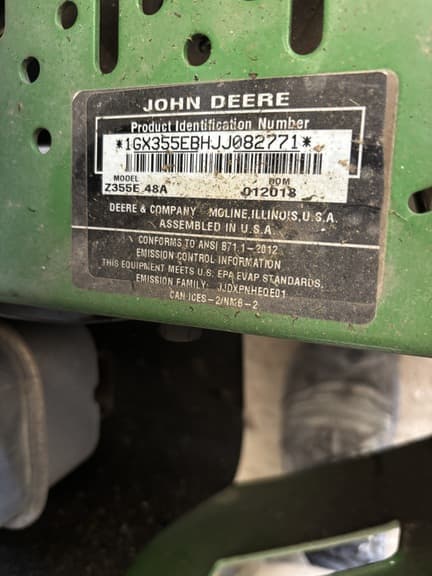 Image of John Deere Z355E equipment image 4