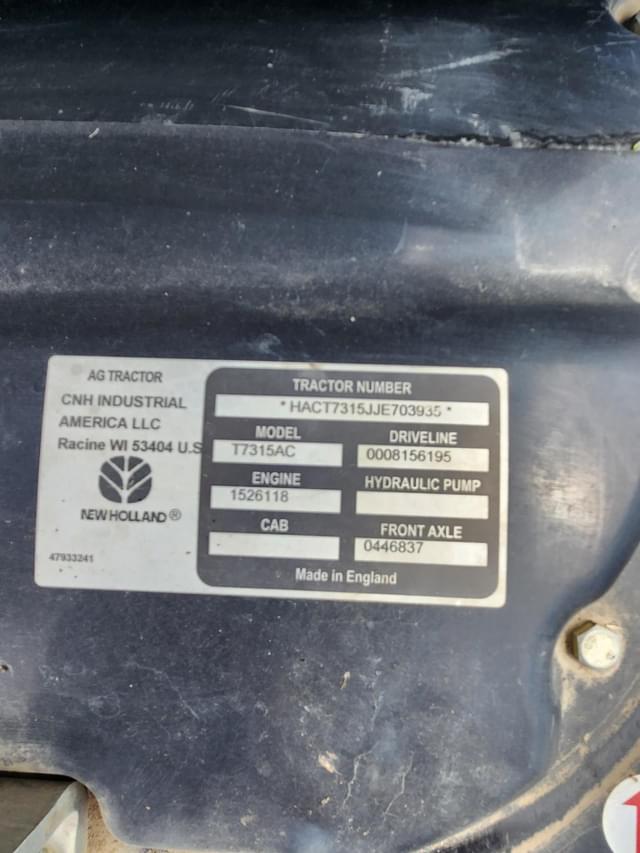 Image of New Holland T7.315 equipment image 3