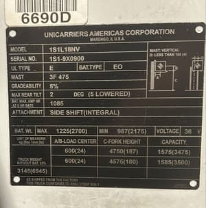 2018 Unicarriers SCX35N Image