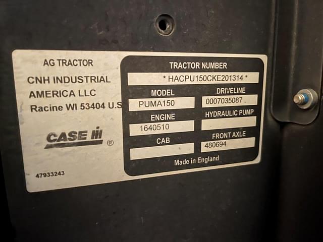 Image of Case IH Puma 150 CVT equipment image 1