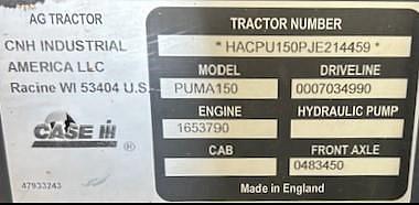 Image of Case IH Puma 150 CVT equipment image 1