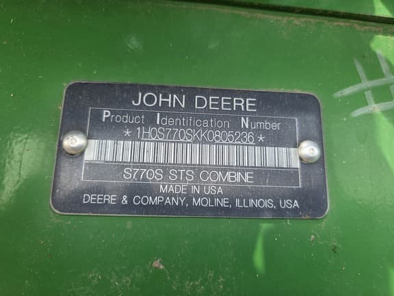 Image of John Deere S770 equipment image 4