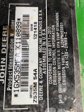 Image of John Deere Z535M equipment image 4