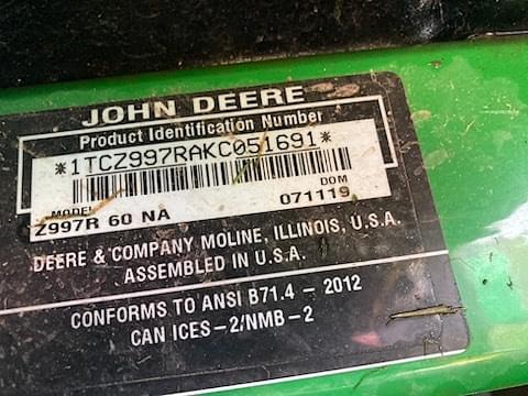 Image of John Deere Z997R equipment image 4