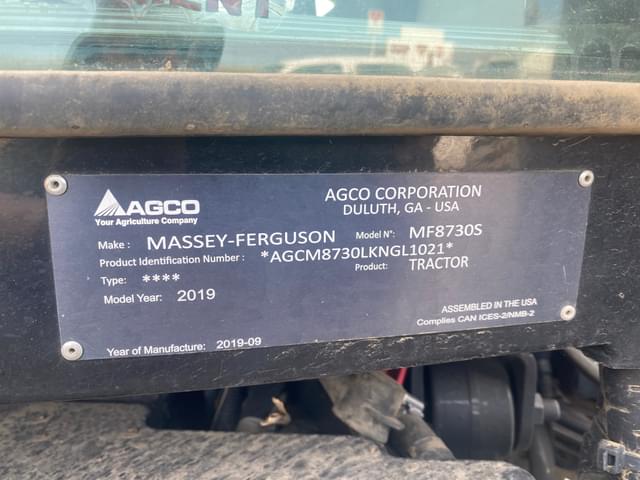 Image of Massey Ferguson 8730S equipment image 1