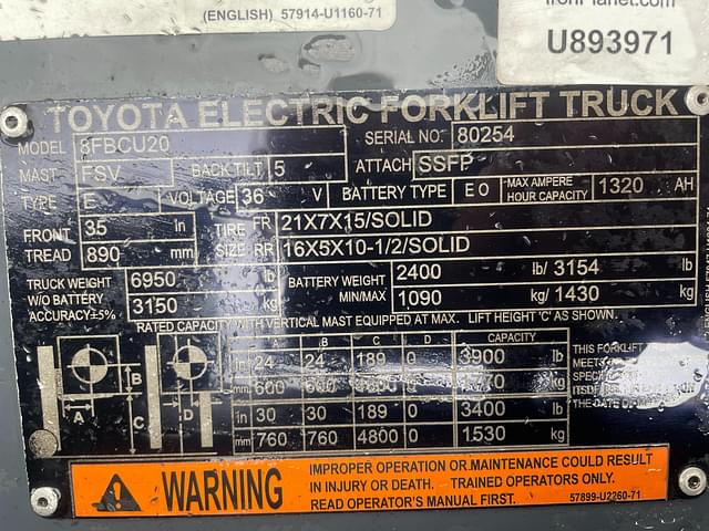 Image of Toyota 8FBCU20 equipment image 1