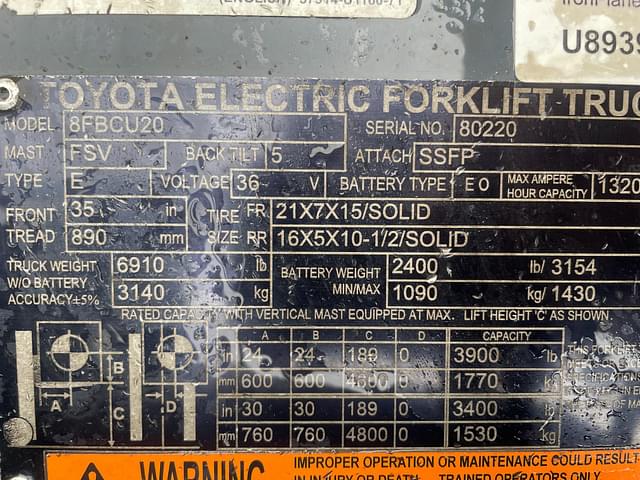 Image of Toyota 8FBCU20 equipment image 1