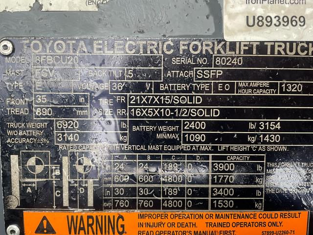 Image of Toyota 8FBCU20 equipment image 1