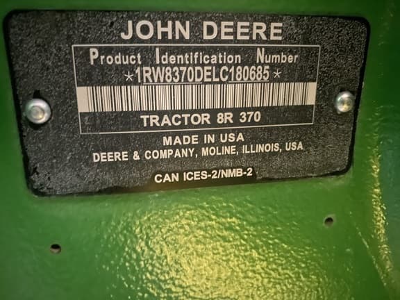 Image of John Deere 8R 370 equipment image 3