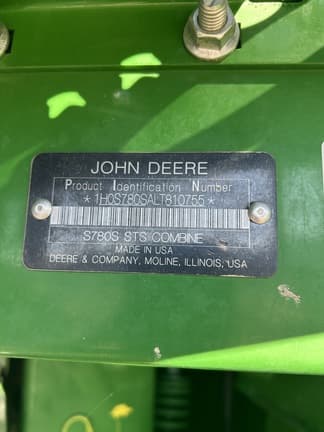 Image of John Deere S780 equipment image 4