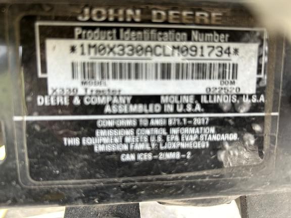 Image of John Deere X330 equipment image 3