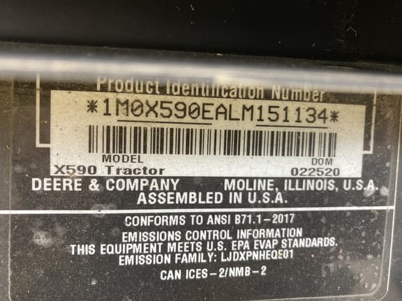 Image of John Deere X590 equipment image 4