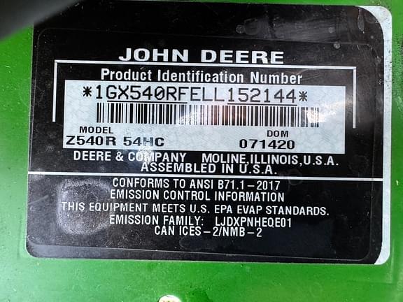 Image of John Deere Z540R equipment image 3