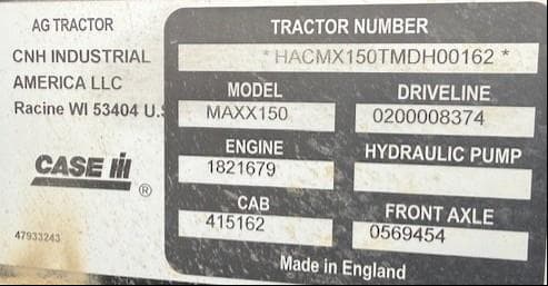 Image of Case IH Maxxum 150 equipment image 1