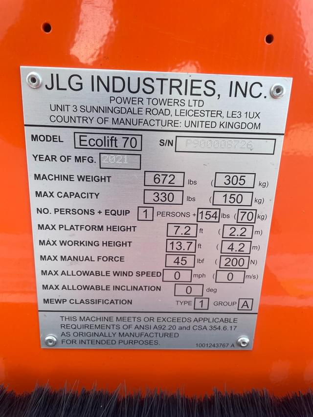 Image of JLG Eco Lift 70 equipment image 4