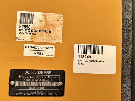 2021 John Deere 333G Equipment Image0