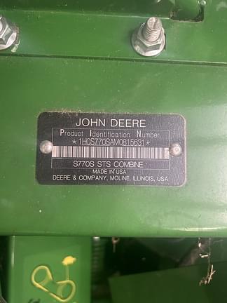 Image of John Deere S770 equipment image 1