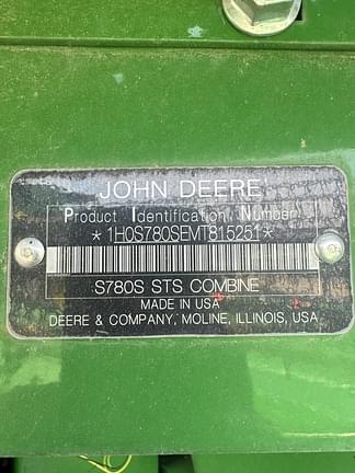 Image of John Deere S780 equipment image 2