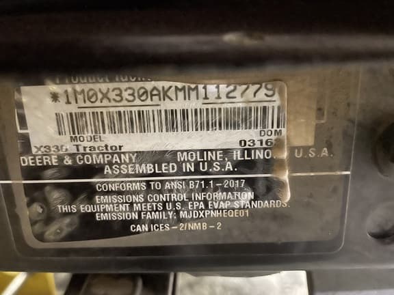 Image of John Deere X330 equipment image 4