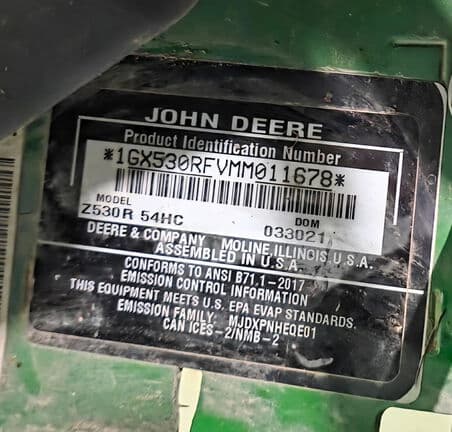 Image of John Deere Z530R equipment image 4