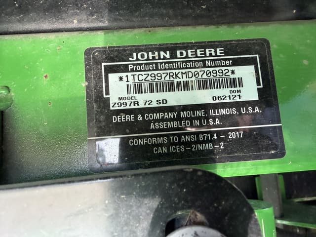 Image of John Deere Z997R equipment image 4