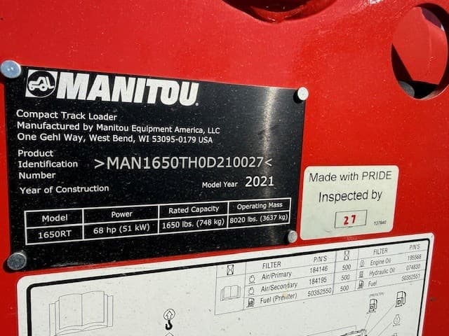 Image of Manitou 1650RT equipment image 4