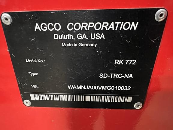 Image of Massey Ferguson RK772 equipment image 1