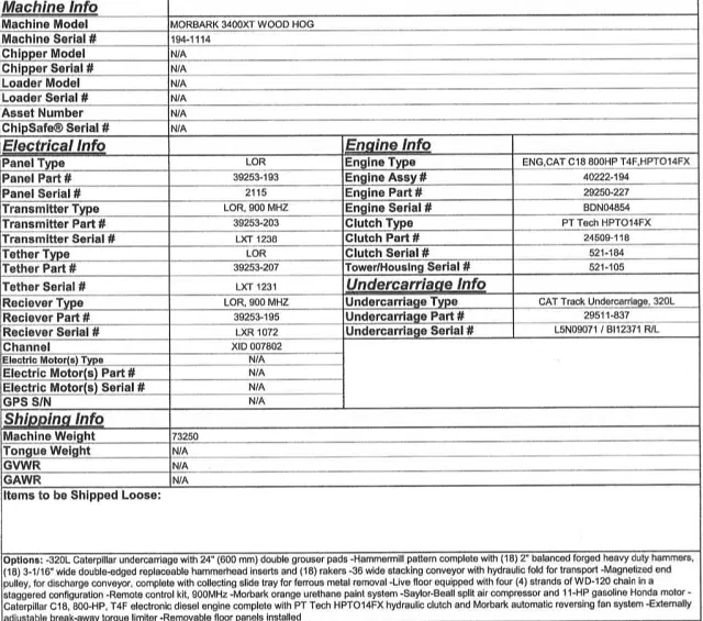 Image of Morbark 3400XT equipment image 1