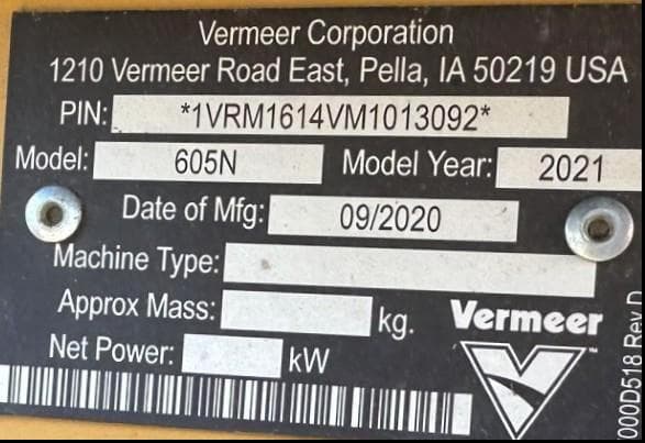 Image of Vermeer 605N equipment image 1