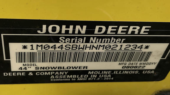 Image of John Deere 44" Snowblower equipment image 4