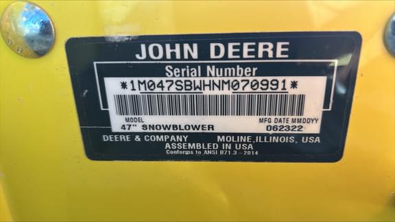 Image of John Deere 47" Snow Blower equipment image 4