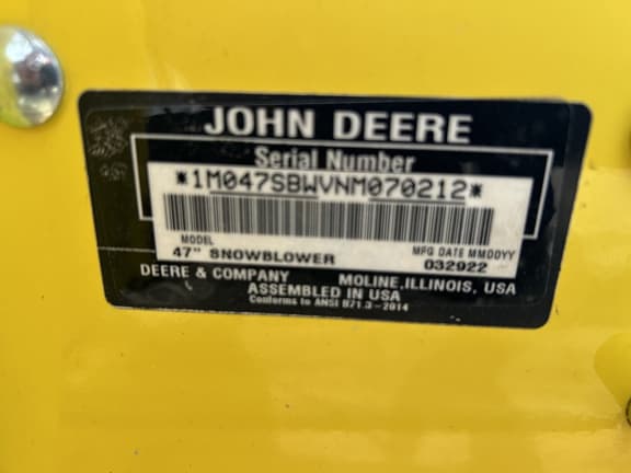 Image of John Deere 47" Snow Blower equipment image 2