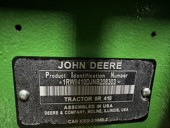 Image of John Deere 8R 410 equipment image 4