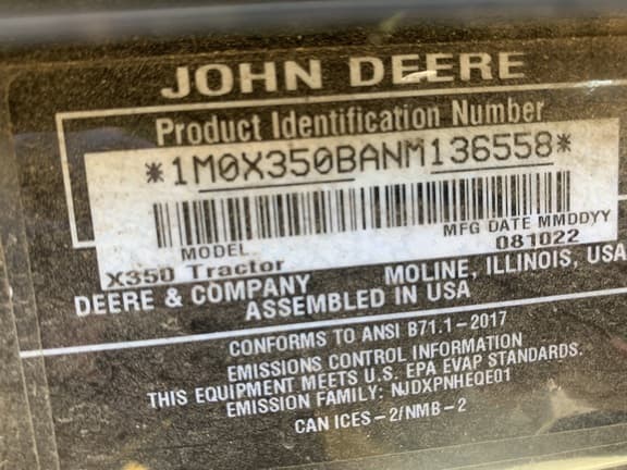 Image of John Deere X350 equipment image 1