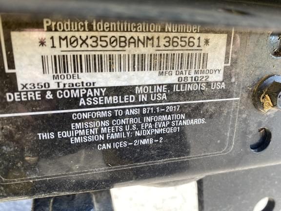 Image of John Deere X350 equipment image 3